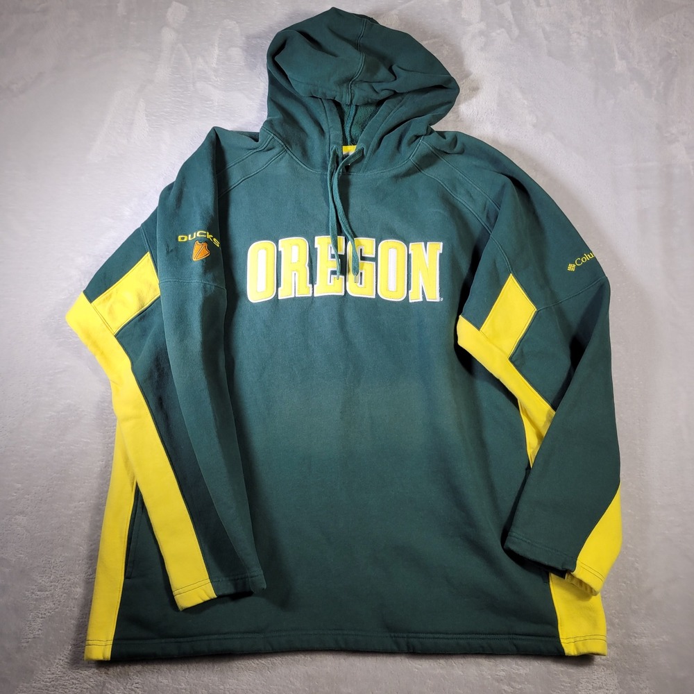 Oregon Ducks Hoodie Mens XL Green Columbia Embroidered Heavyweight Pockets